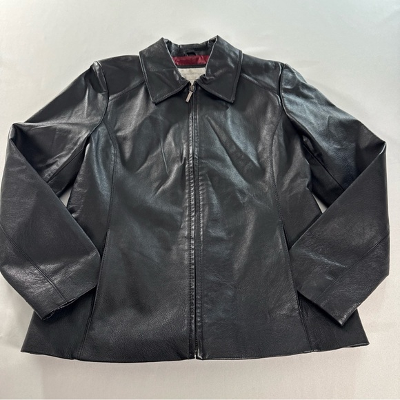 Worthington Jackets & Blazers - Vintage Worthington Full Zip Leather Jacket Women’s M Black Motto City Biker EUC